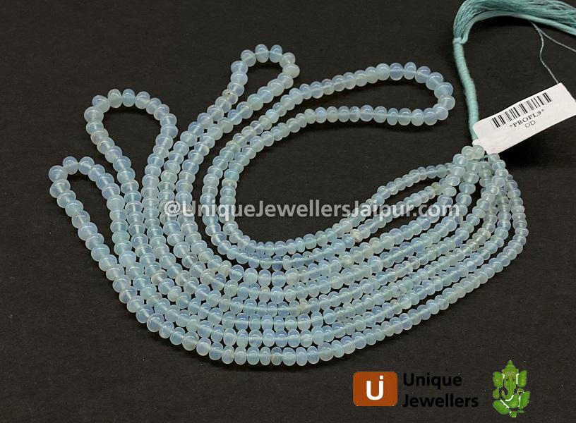 Natural Peruvian Blue Opal Smooth Roundelle Beads